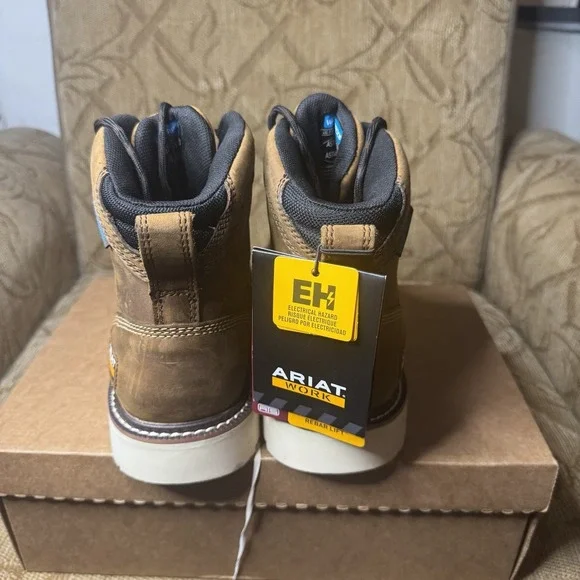 Ariat Rebar Lift 6" H20 Comp Toe Mens Size 7.5 D Distressed Brown Work Boots - Picture 6 of 8